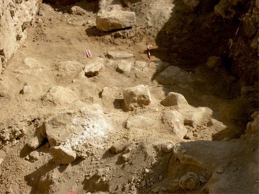Fig. 11. Trench T. 5: remains of a metalwork installation on F311; view from the south (image by Jolanta Młynarczyk).