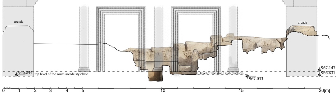 Fig. 3. Preliminary reconstruction of the entrance to the arcaded courtyard (image by Anna Kubicka-Sowińska).