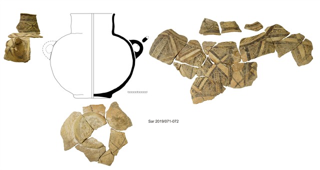 Fig. 14. A geometrically painted jug or amphora found in the upper layer of Trench Sq3 (image by Mariusz Burdajewicz)